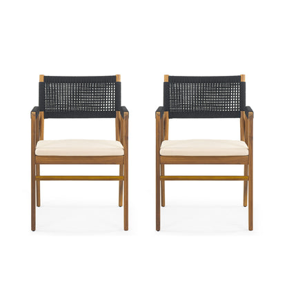 Holomn Outdoor 7-piece Acacia Wood Dining Set with Rope Chairs by Christopher Knight Home