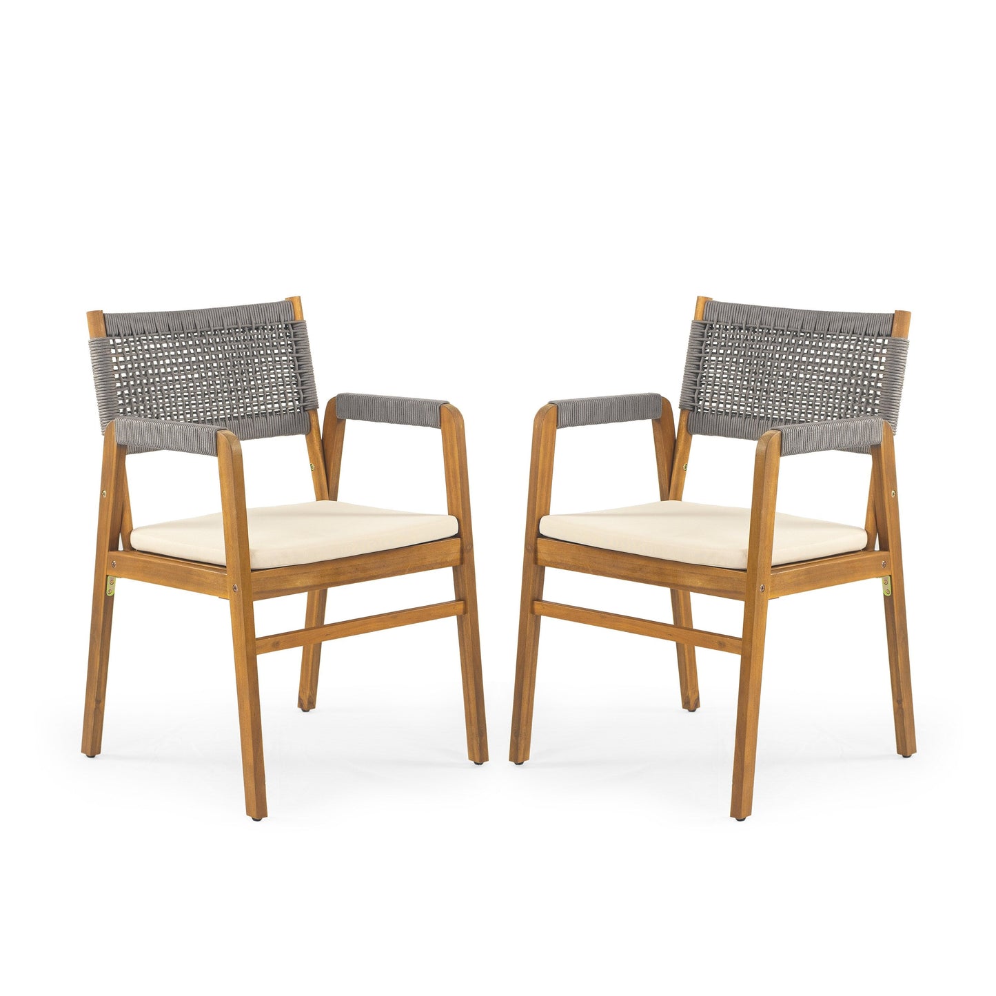 Holomn Outdoor 7-piece Acacia Wood Dining Set with Rope Chairs by Christopher Knight Home