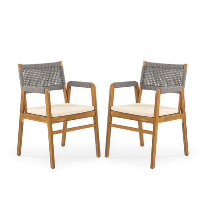 Holomn Outdoor 7-piece Acacia Wood Dining Set with Rope Chairs by Christopher Knight Home