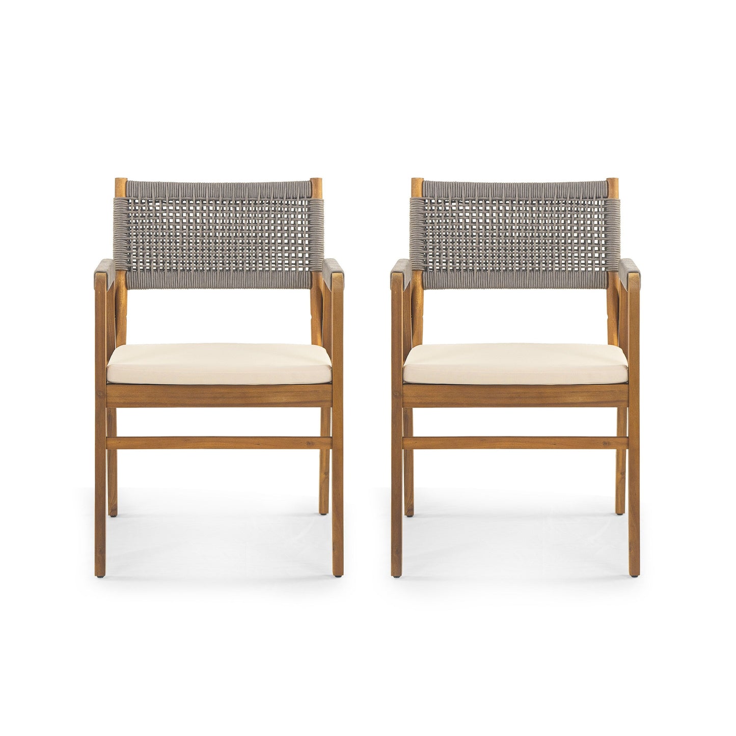 Holomn Outdoor 7-piece Acacia Wood Dining Set with Rope Chairs by Christopher Knight Home