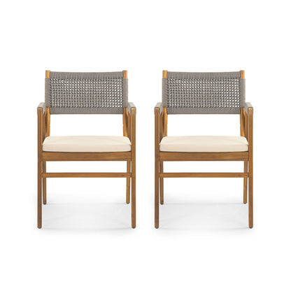 Holomn Outdoor 7-piece Acacia Wood Dining Set with Rope Chairs by Christopher Knight Home
