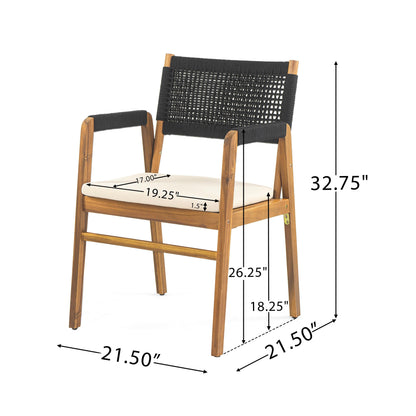 Holomn Outdoor 7-piece Acacia Wood Dining Set with Rope Chairs by Christopher Knight Home