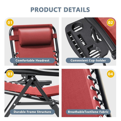 Homall Patio Zero Gravity Chair Lawn Lounge Chair with Pillow Set of 2