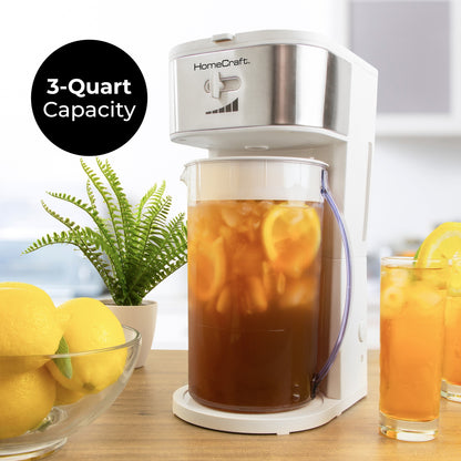 HomeCraft 3-Quart White Stainless Steel Café' Ice Iced Coffee and Tea Brewing System