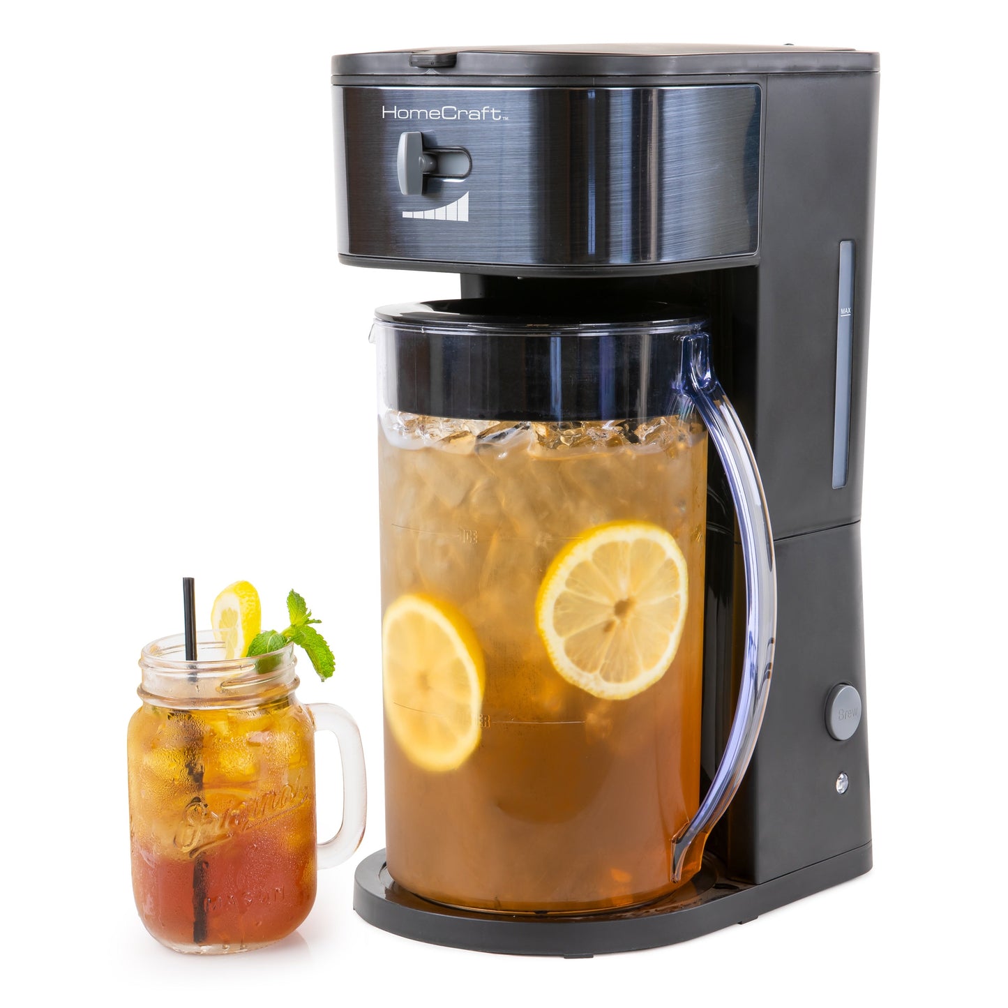 HomeCraft 3-Quart Black Stainless Steel Cafe Ice Iced Coffee and Tea Brewing System