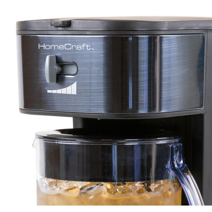 HomeCraft 3-Quart Black Stainless Steel Cafe Ice Iced Coffee and Tea Brewing System