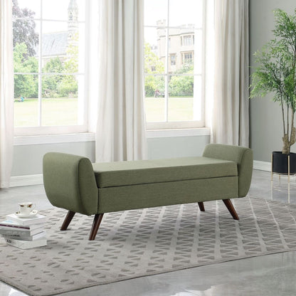 HomePop Modern Sherpa Storage Bench with Wood Legs