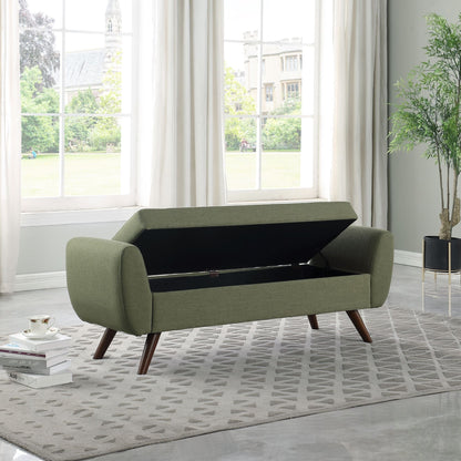 HomePop Modern Sherpa Storage Bench with Wood Legs