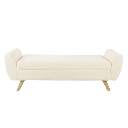 HomePop Modern Sherpa Storage Bench with Wood Legs
