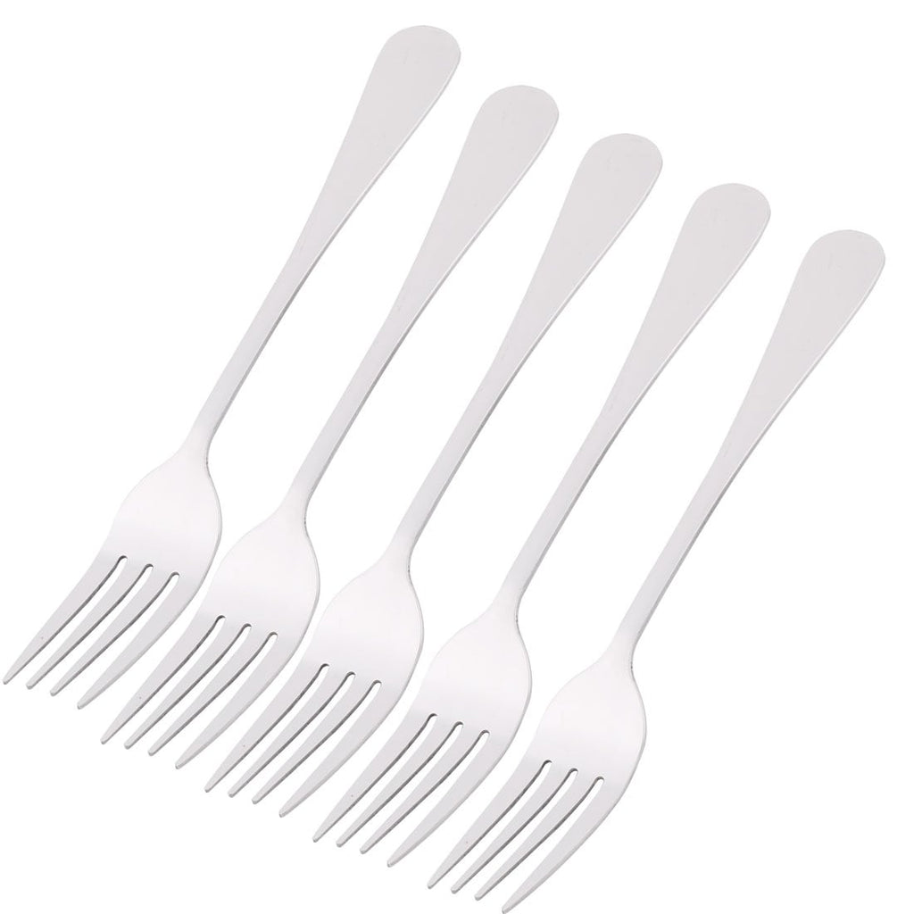 Household Tableware Stainless Steel Dinner Fork 6.8 Inches Length 5 Pcs - Silver Tone