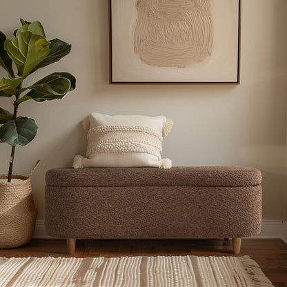 INK IVY Bailey Boucle-Style Curved Storage Accent Bench