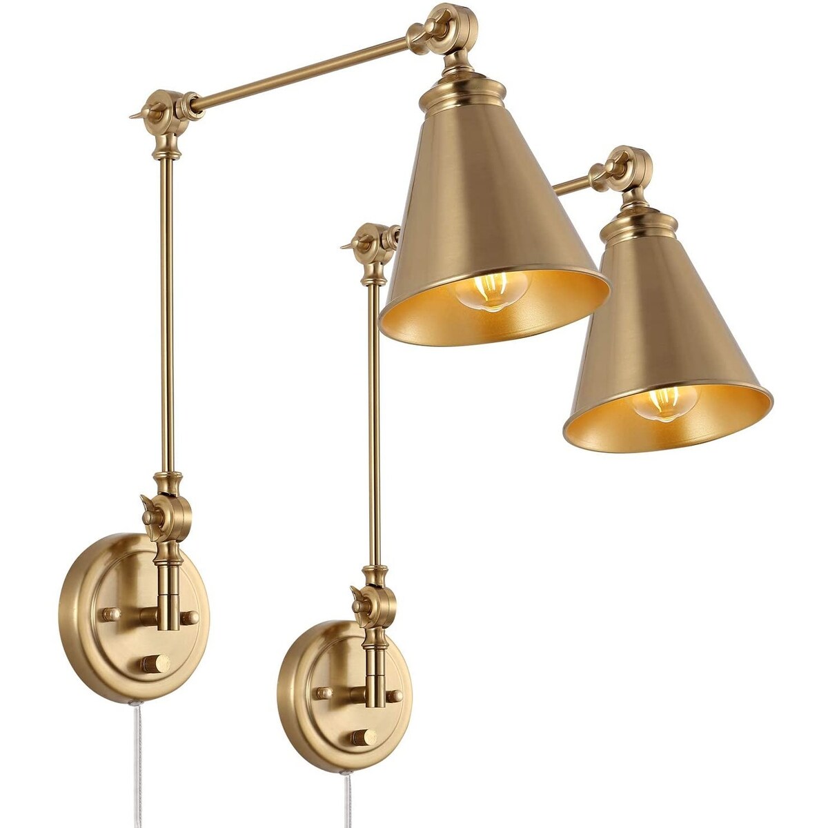 WINGBO Industrial Swing Arm Wall Sconce with Metal Shade,2-Pack...