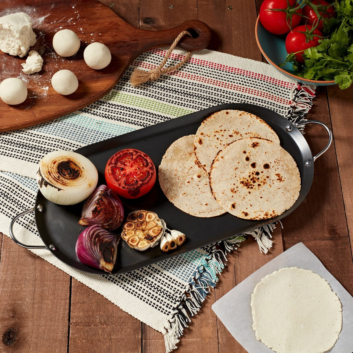 Infuse 15.75-inch x 7.75-inch Oval Carbon Steel Comal / Griddle