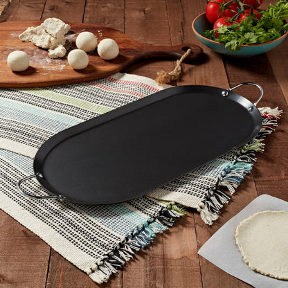 Infuse 15.75-inch x 7.75-inch Oval Carbon Steel Comal / Griddle