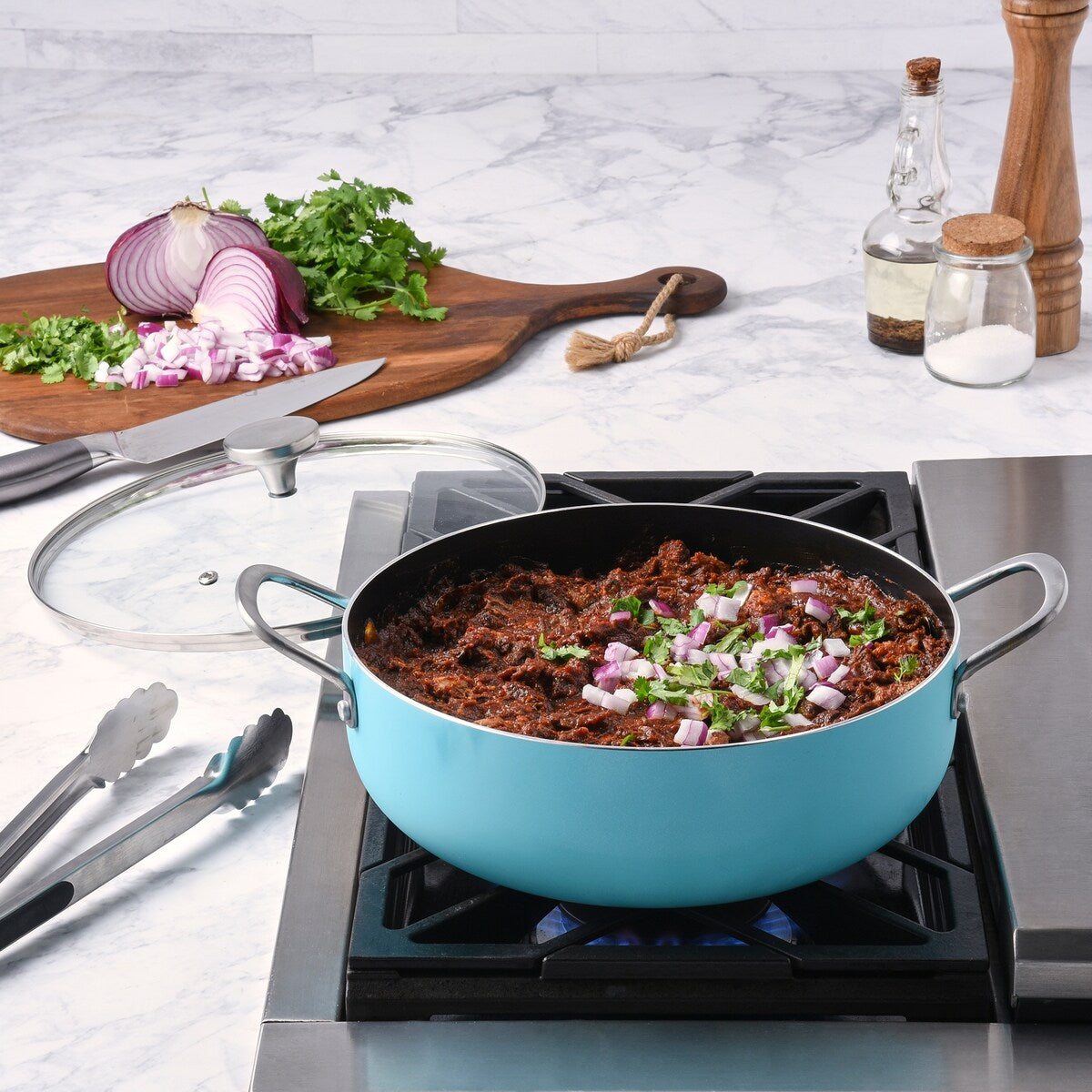 Infuse 6Qt Aluminum Caldero / Saute Pan - Aqua