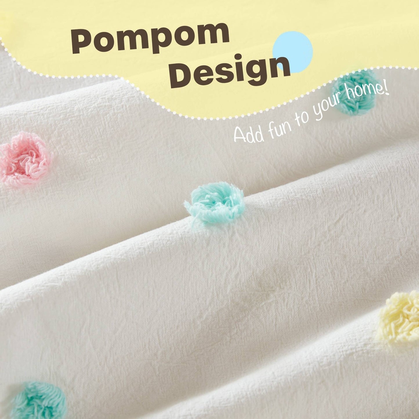 Intelligent Design Kids Ensley Pom Pom Cotton Jacquard Quilt Set with Throw Pillows