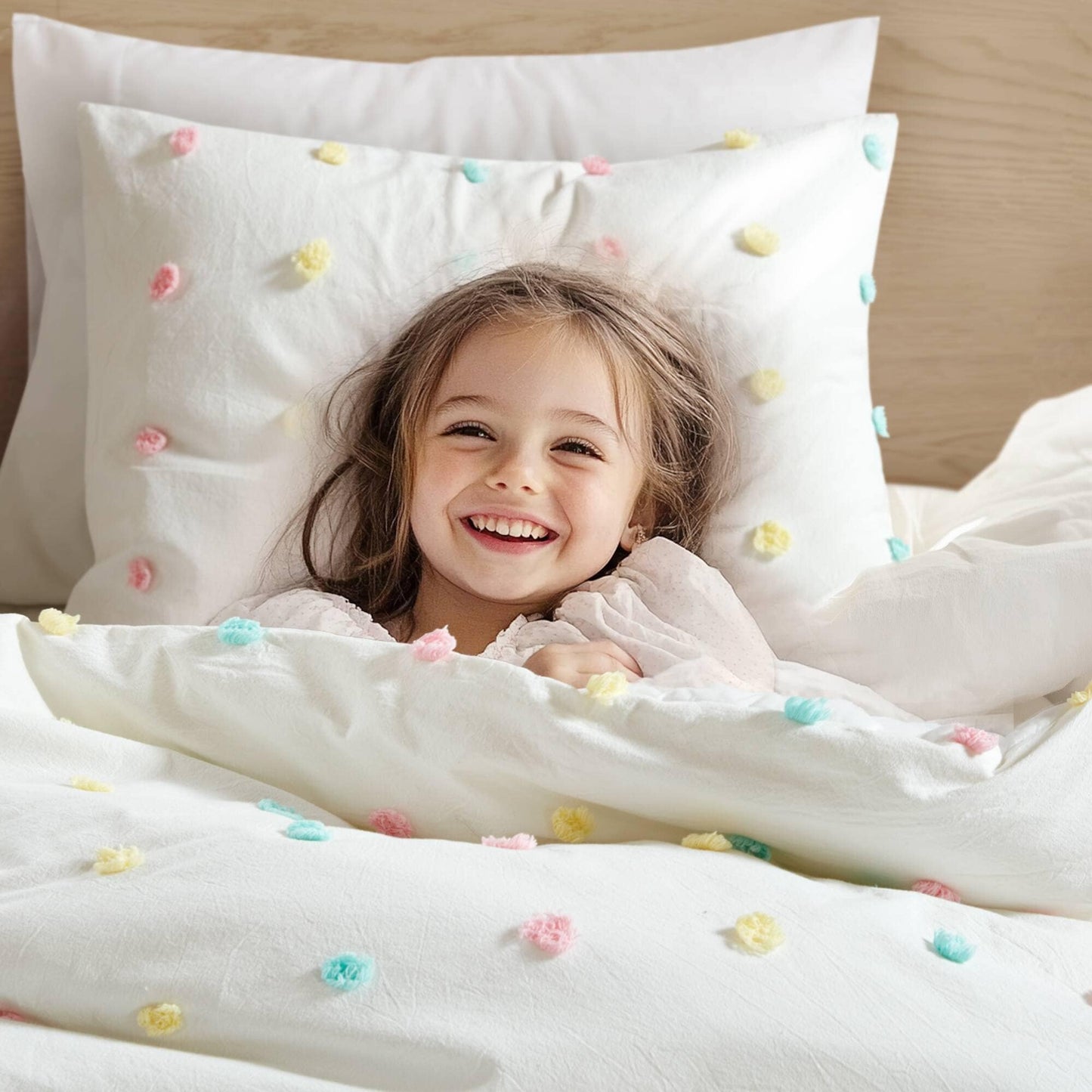Intelligent Design Kids Ensley Pom Pom Cotton Jacquard Quilt Set with Throw Pillows