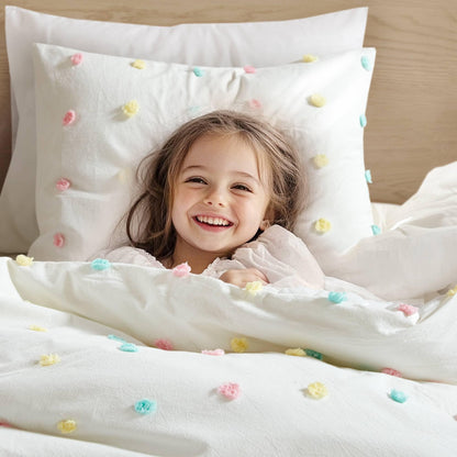 Intelligent Design Kids Ensley Pom Pom Cotton Jacquard Quilt Set with Throw Pillows