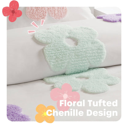Intelligent Design Kids Madeline Floral Reversible Tufted Chenille Duvet Cover Set