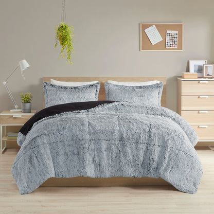 Intelligent Design Leena Shaggy Long Fur Comforter Mini Set