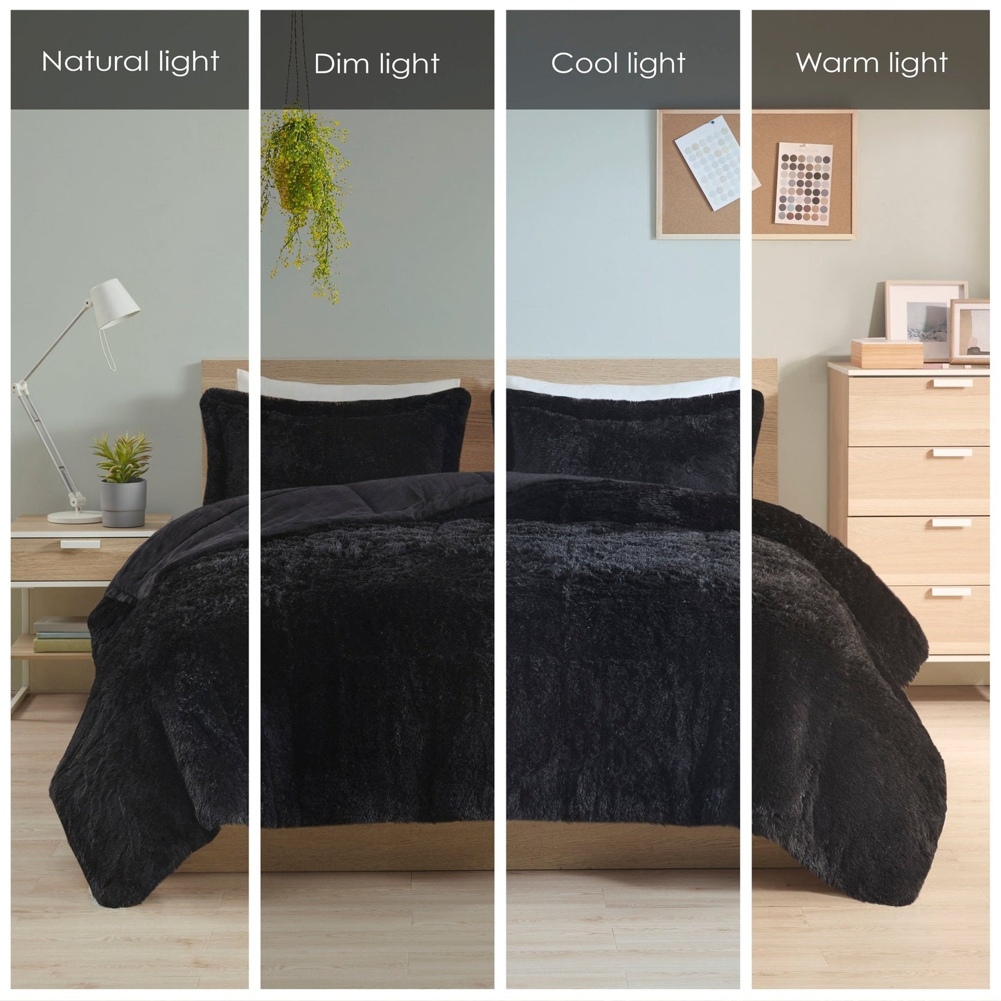 Intelligent Design Leena Shaggy Long Fur Comforter Mini Set