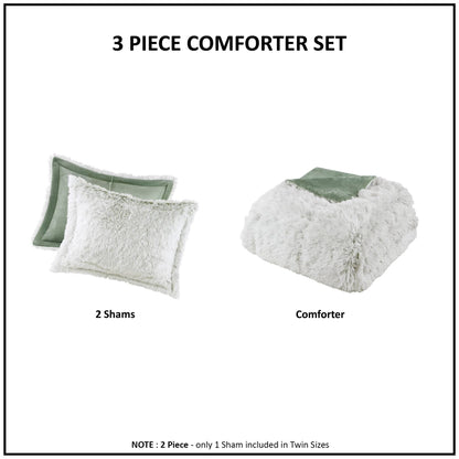 Intelligent Design Leena Shaggy Long Fur Comforter Mini Set