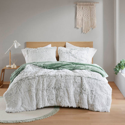 Intelligent Design Leena Shaggy Long Fur Comforter Mini Set