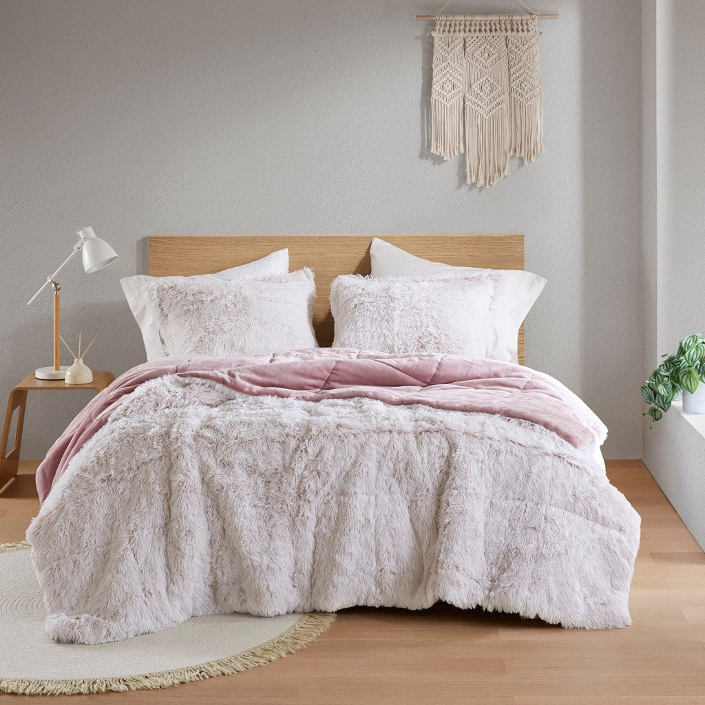 Intelligent Design Leena Shaggy Long Fur Comforter Mini Set