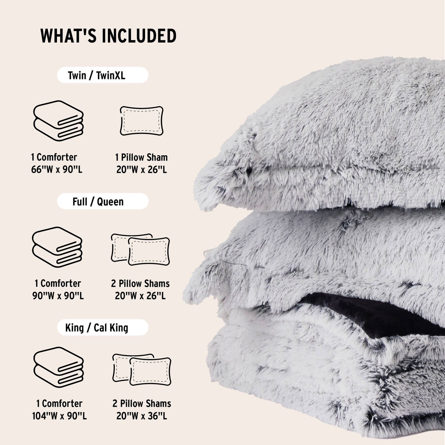 Intelligent Design Leena Shaggy Long Fur Comforter Mini Set
