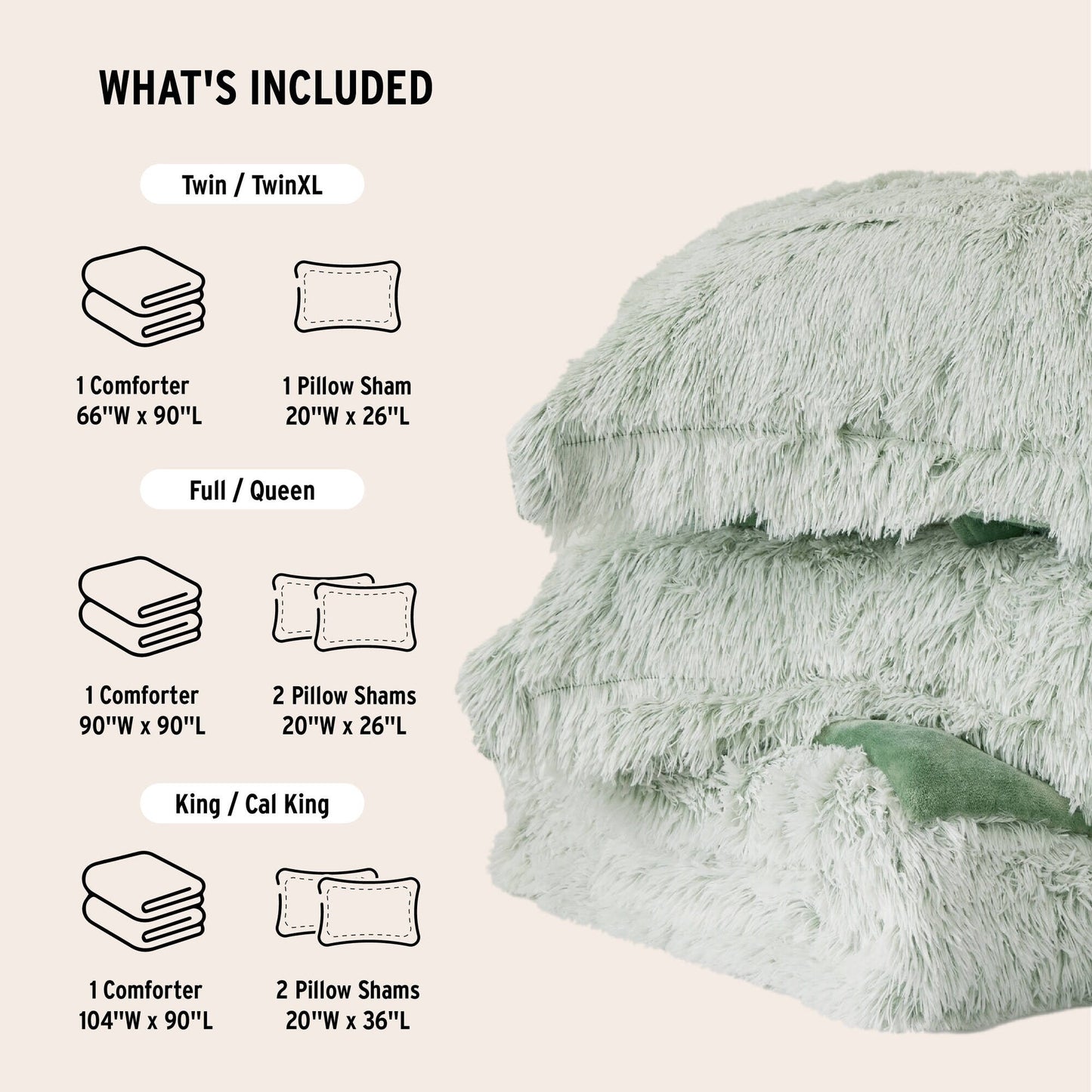 Intelligent Design Leena Shaggy Long Fur Comforter Mini Set