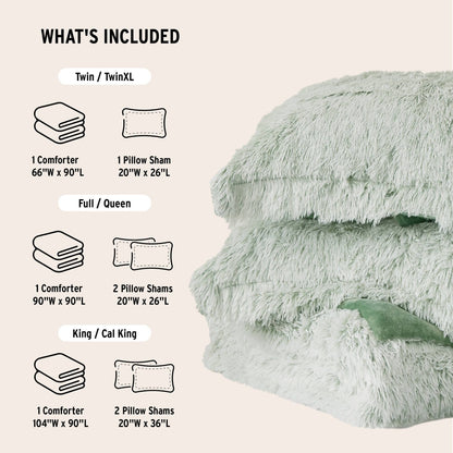 Intelligent Design Leena Shaggy Long Fur Comforter Mini Set