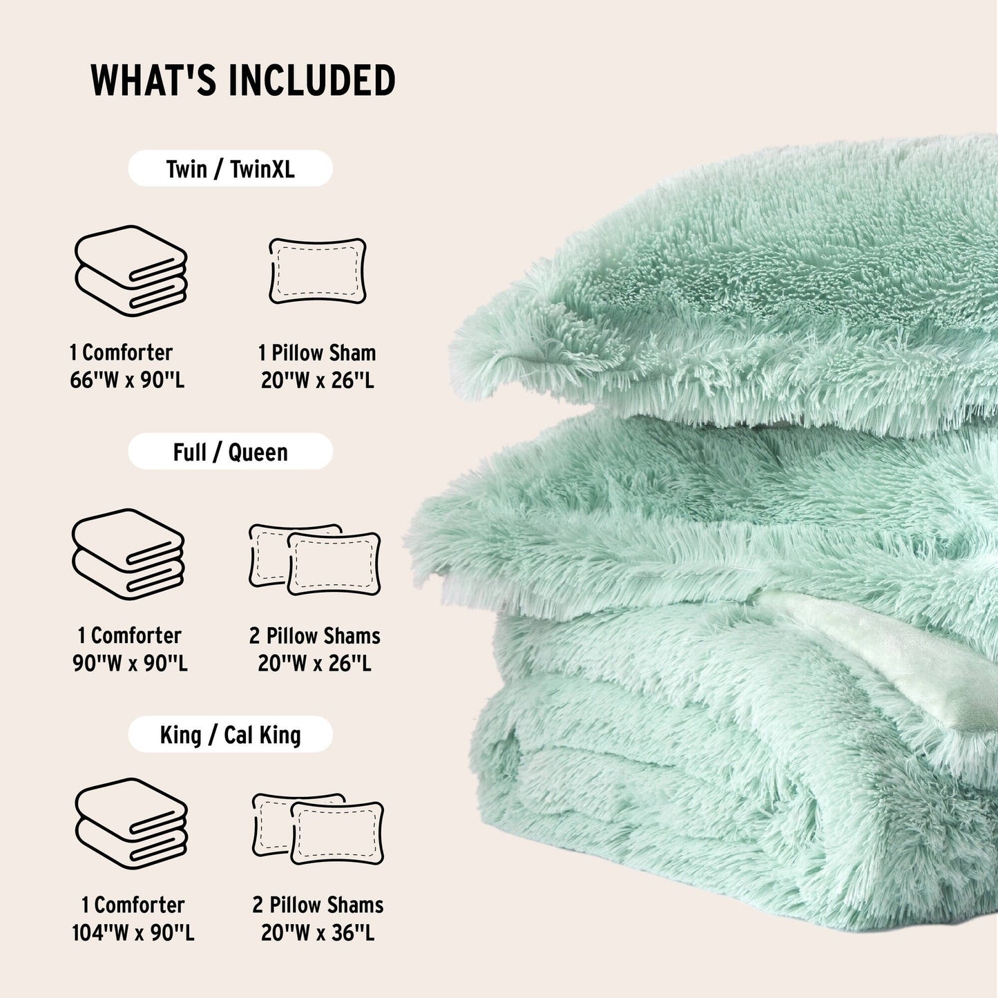 Intelligent Design Leena Shaggy Long Fur Comforter Mini Set