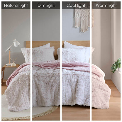 Intelligent Design Leena Shaggy Long Fur Comforter Mini Set