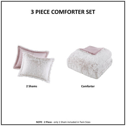 Intelligent Design Leena Shaggy Long Fur Comforter Mini Set