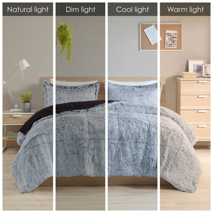 Intelligent Design Leena Shaggy Long Fur Comforter Mini Set
