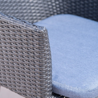 Iona Outdoor 3-Piece Round Wicker Chat Set with Cushions by Christopher Knight Home
