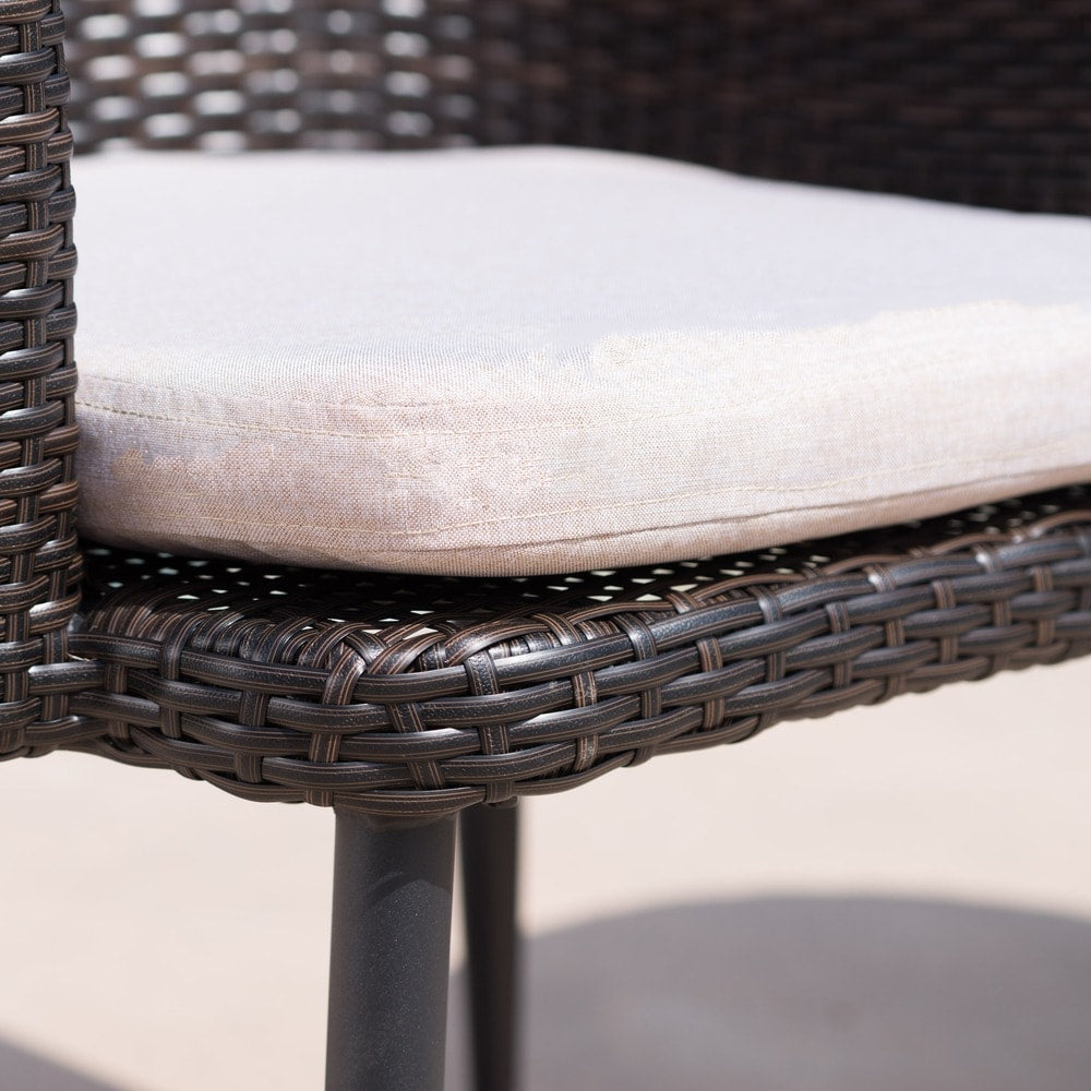 Iona Outdoor 3-Piece Round Wicker Chat Set with Cushions by Christopher Knight Home