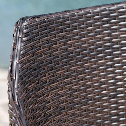 Iona Outdoor 3-Piece Round Wicker Chat Set with Cushions by Christopher Knight Home