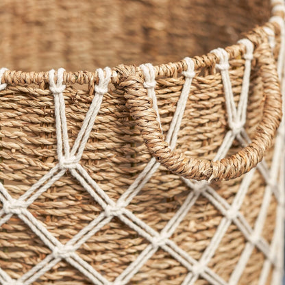 Isidore Round Water Hyacinth Seagrass Woven Basket for Home Storage