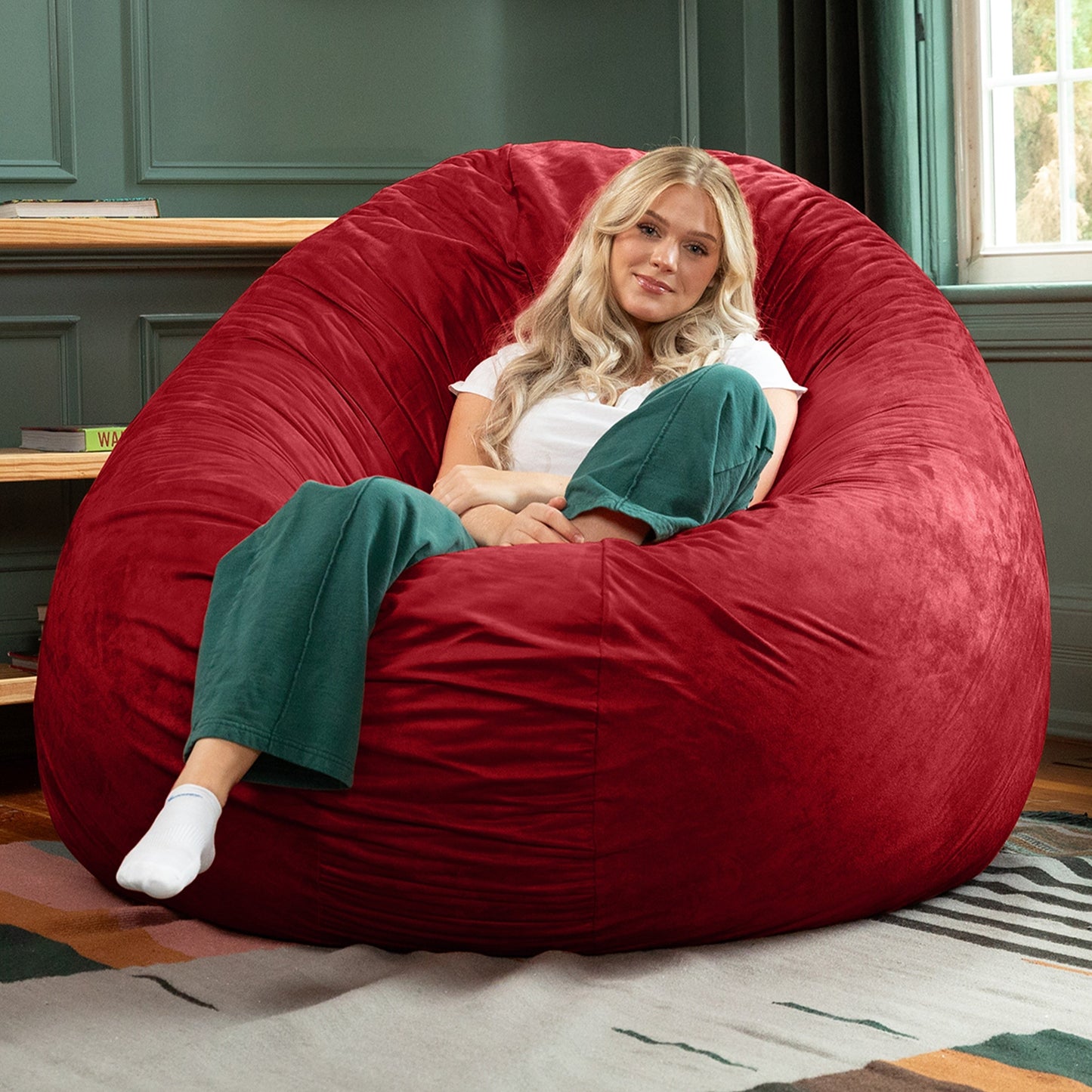 Jaxx 6 Foot Cocoon - 2-in-1 Giant Bean Bag Chair for Adults & Convertible Bean Bag Bed