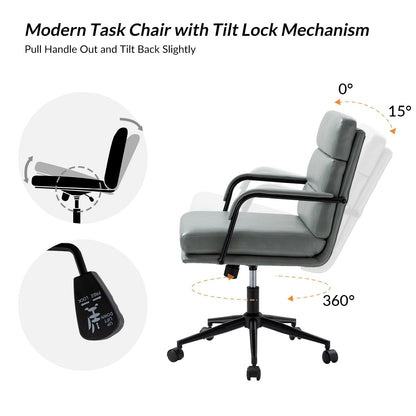 Joseph Modern Task Faux Leather Chair with Tilt Lock and Center Tilt by HULALA HOME