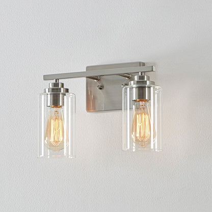 KAWOTI 2-Light Dimmable Bathroom Vanity Light with Clear Glass Shade