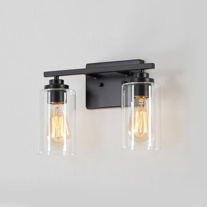 KAWOTI 2-Light Dimmable Bathroom Vanity Light with Clear Glass Shade