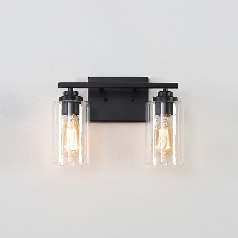 KAWOTI 2-Light Dimmable Bathroom Vanity Light with Clear Glass Shade