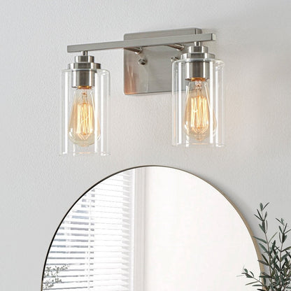 KAWOTI 2-Light Dimmable Bathroom Vanity Light with Clear Glass Shade