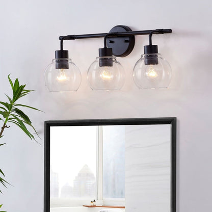 KAWOTI Dimmable Bathroom Vanity Light with Clear Glass Shades