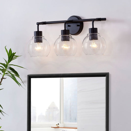 KAWOTI Dimmable Bathroom Vanity Light with Clear Glass Shades