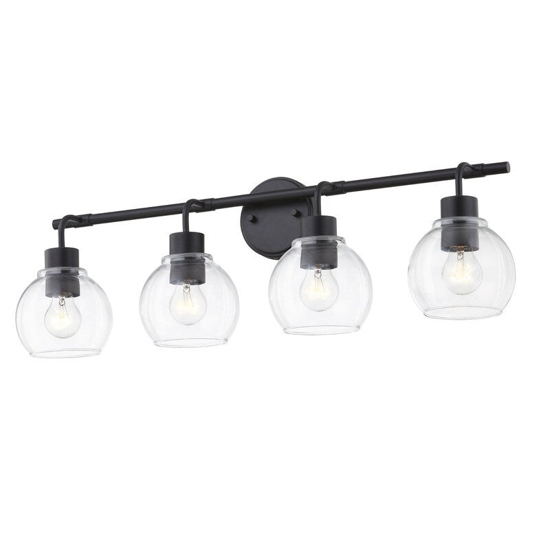 KAWOTI Dimmable Bathroom Vanity Light with Clear Glass Shades