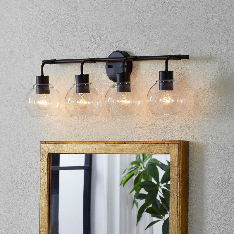 KAWOTI Dimmable Bathroom Vanity Light with Clear Glass Shades