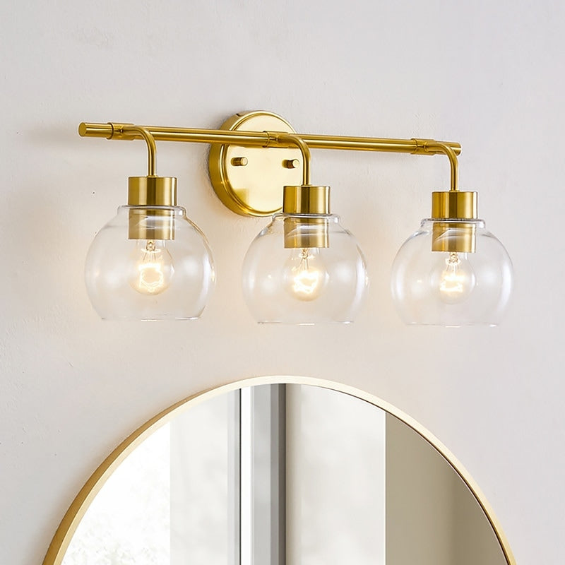 KAWOTI Dimmable Bathroom Vanity Light with Clear Glass Shades